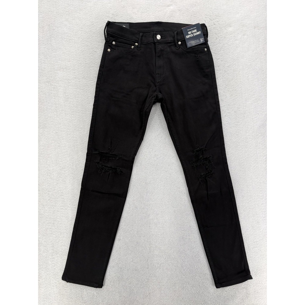 Abercrombie & Fitch No Fade Super Skinny Jeans Mens 31x32 Black Stretch Denim